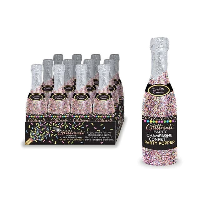 Glitterati Champagne Confetti Poppers 12pc Display - Image 1 Glitterati Champagne Confetti Poppers 12pc Display - Image 1