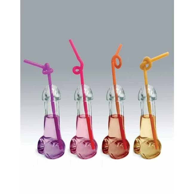 Glitterati Penis 6oz Drinking Glass Pack of 4, image 1