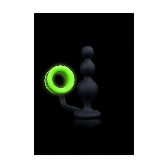 Glow Beads Butt Plug W/ Cock Ring Glow in the Dark, image 1