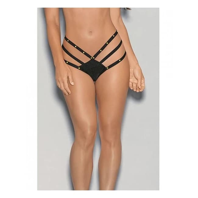 Glow Stones Black Light Dancewear Strappy Thong Black O/S, image 1