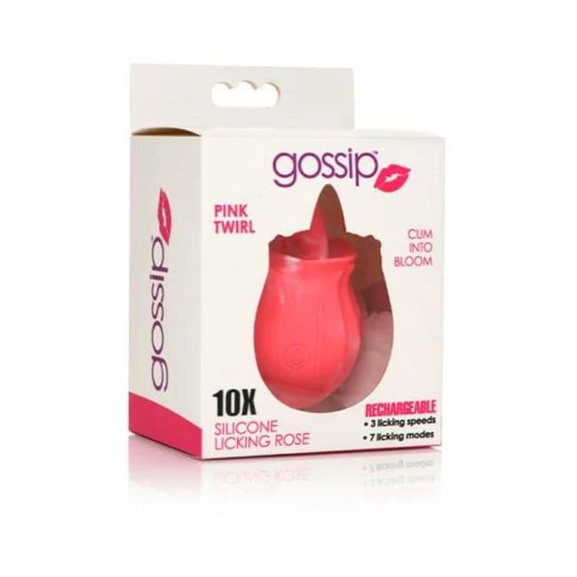 Gossip Tongue Tickler 10 Function Rechargeable Silicone Licking Rose Purple, image 1