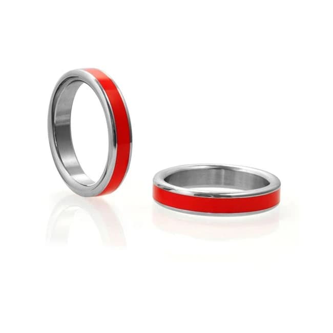H2h Stainless Steel Cockring w/ Red Band 1.875 In., image 1