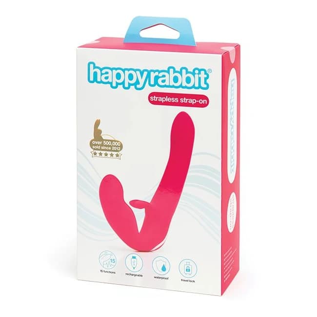 Happy Rabbit Rechargeable Pink Vibrating Strapless Strap on - Image 1 Happy Rabbit Rechargeable Pink Vibrating Strapless Strap on - Image 1
