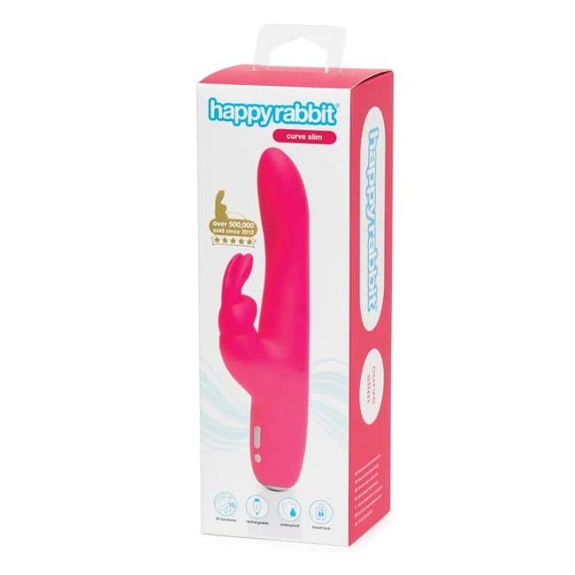 Happy Rabbit Slimline Curve Rechargeable Vibrator Pink - Image 1 Happy Rabbit Slimline Curve Rechargeable Vibrator Pink - Image 1