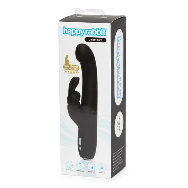 HAPPY RABBIT SLIMLINE G-SPOT RECHARGEABLE VIBRATOR BLACK - Image 1
