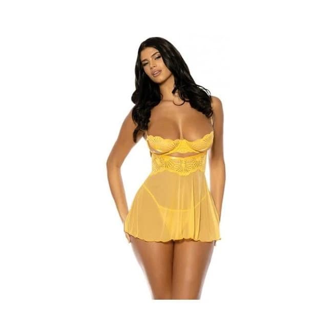 Hazel Peek-a-Boo Cup Babydoll w/ G-string Panty, image 1