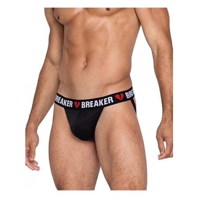 Heartbreaker Jockstrap w/ Contoured Pouch & Elastic Rear Straps Black/red, image 1