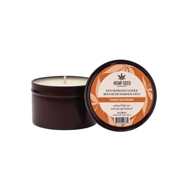 HEMP SEED 3-IN-1 MASSAGE CANDLE FRESH SQUEEZED 6 OZ - Image 1