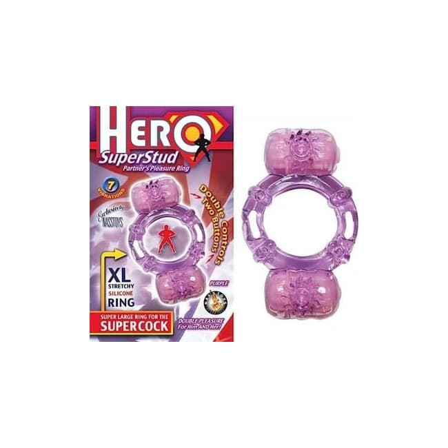 Hero Super Stud Partners Pleasure Ring XL Stretchy Silicone Ring Purple, image 1