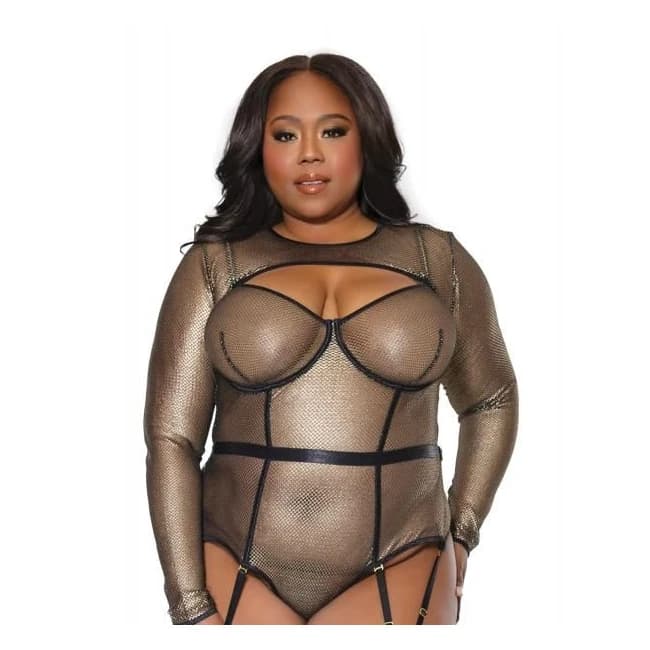 Holiday Metallic Fishnet Shrug Black/gold Os/xl, image 1