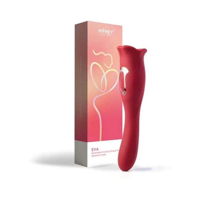 Honey Play Box Eva Sucking Mouth Tongue Clit Stimulator and G-Spot Vibrator Red, image 1