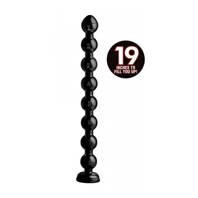 Hosed 19 Inches Beaded Thick Anal Snake Black, image 1