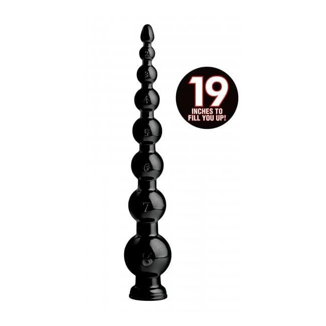 Hosed 19 Inches Graduated Bead Anal Snake Black, image 1
