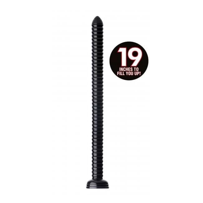 Hosed 19 Inches Ribbed Anal Snake Black Probe, image 1