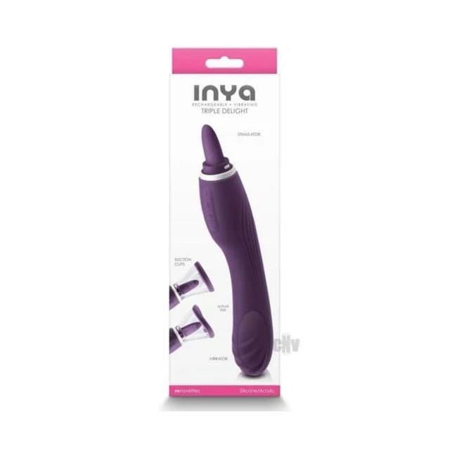 Inya Triple Delight Licking and Suction Vibrator Purple, image 1