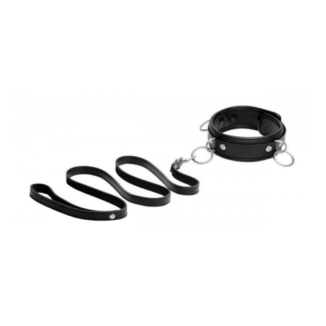 Isabella Sinclaire 3 Ring Leather Collar with Leash, image 1