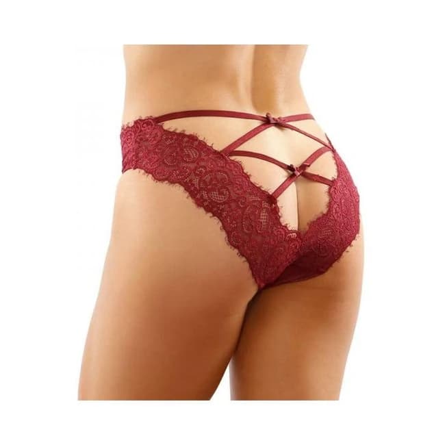 Ivy Lace Bikini Panty with Lattice Cut-Out Back Garnet, image 1