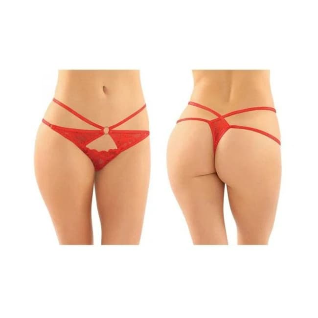 Jasmine Strappy Lace Thong with Front Keyhole Cutout 6-Pack, image 1