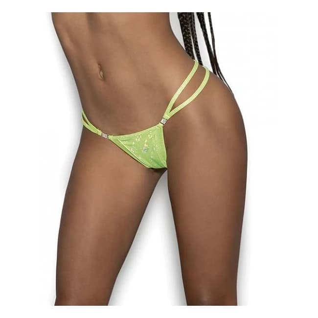 Jeweled Black Light Dancewear Strappy G-String Neon Lime O/S, image 1