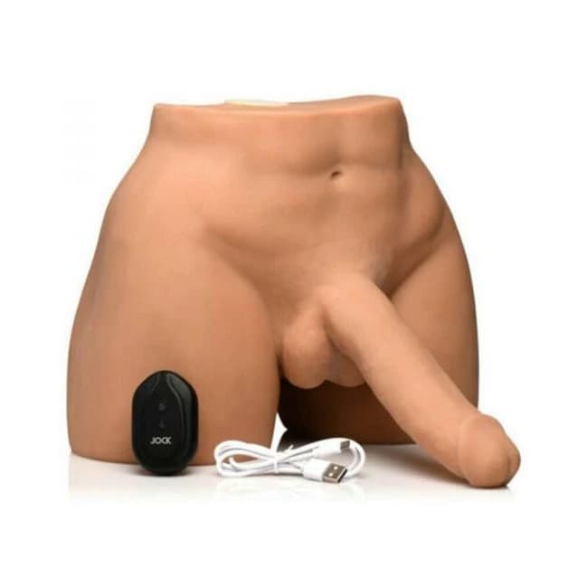 Jock Vibrating & Squeezing Male Masturbator with Posable 7 In. Dildo Medium, image 1