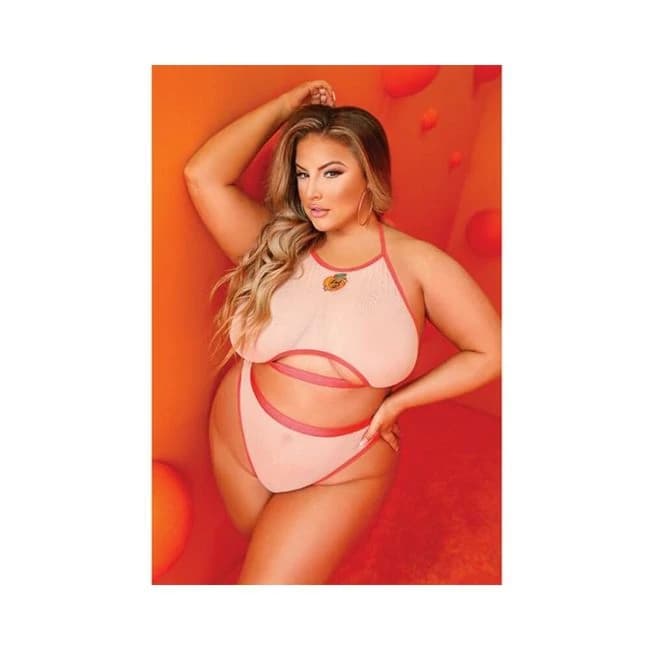 Just Peachy Cut Out Halter Top & Cheeky Panty Nude Qn, image 1