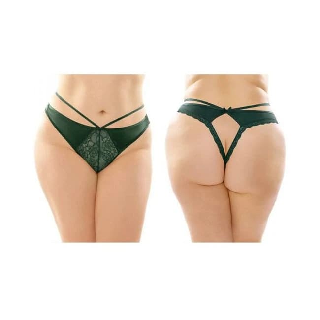 Kalina Strappy Microfiber and Lace Thong with Back Cutout 6pk L/XL Green, image 1