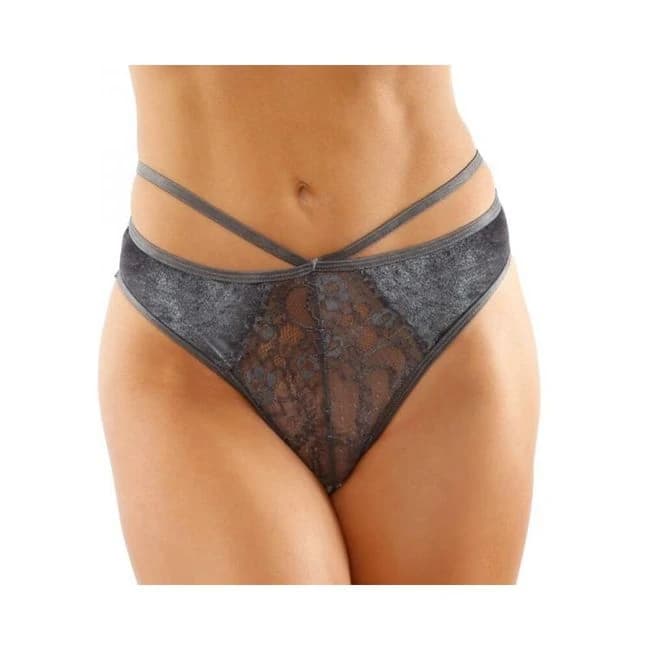 Kalina Velvet Strappy Cut-Out Thong with Keyhole Back, image 1
