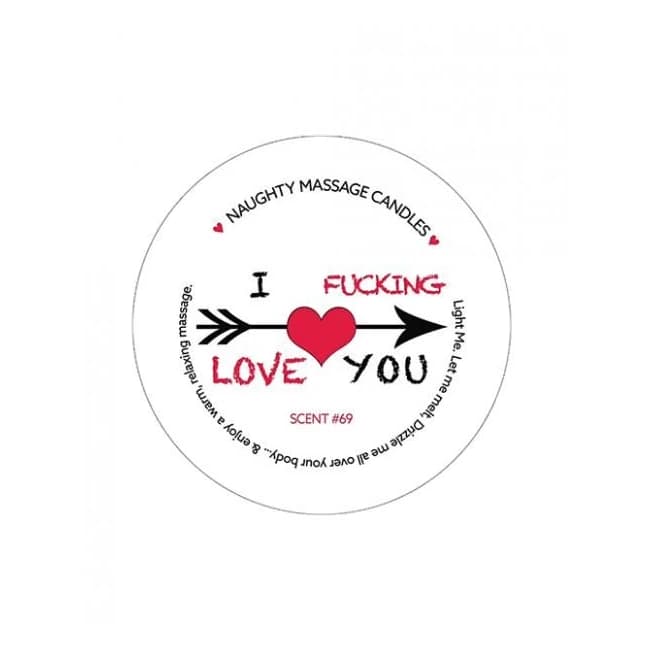 Kama Sutra Mini Massage Valentines Candle - 1.7 oz I Fcking Love You, image 1