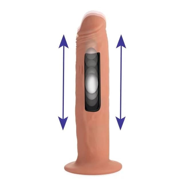 Kinetic Thumping 7x Remote Control Dildo Beige Large, image 1
