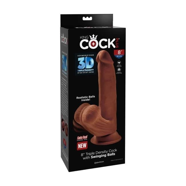 King Cock Plus 8 in Triple Density Cock W/ Balls Brown, image 1