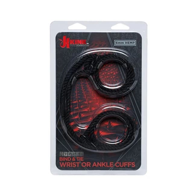 Kink - Hogtied - Bind & Tie - 6mm Hemp Wrist or Ankle Cuffs Black, image 1