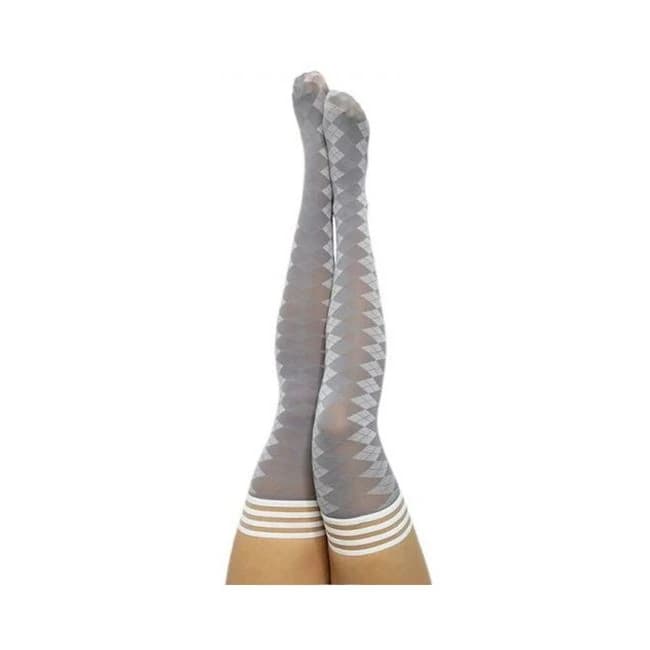 Kixies on Point Collection Par 4 Grey Argyle Thigh-High Stockings Size a, image 1