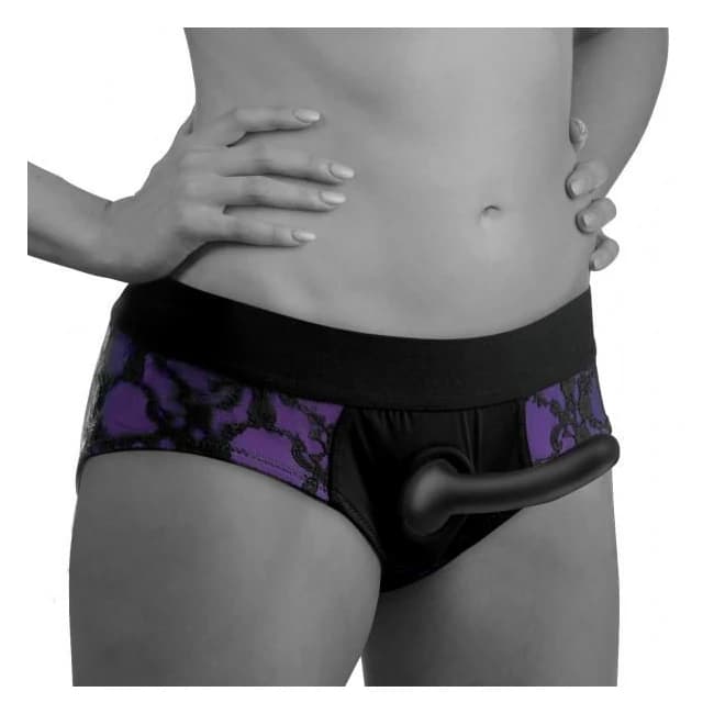 Lace Envy Pegging Set with Lace Crotchless Panty Harness and Dildo, image 1