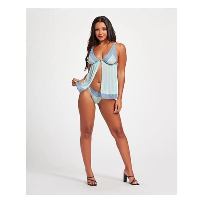 Lace & Mesh Triangle Cup Babydoll & Thong, image 1