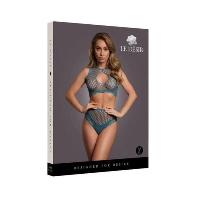 Le Desir Duo Net Key-Hole Bra Set Ocean Deep O/S, image 1