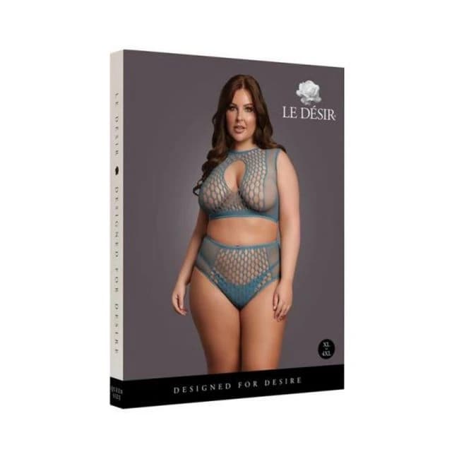Le Desir Duo Net Key-Hole Bra Set Ocean Deep Queen Size, image 1