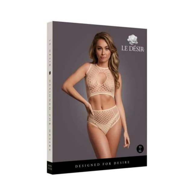 Le Desir Duo Net Key-Hole Bra Set Sandy Beach O/S, image 1