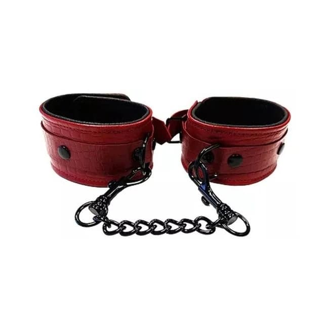 Leather Ankle Cuffs Burgunday & Black Accessories, image 1