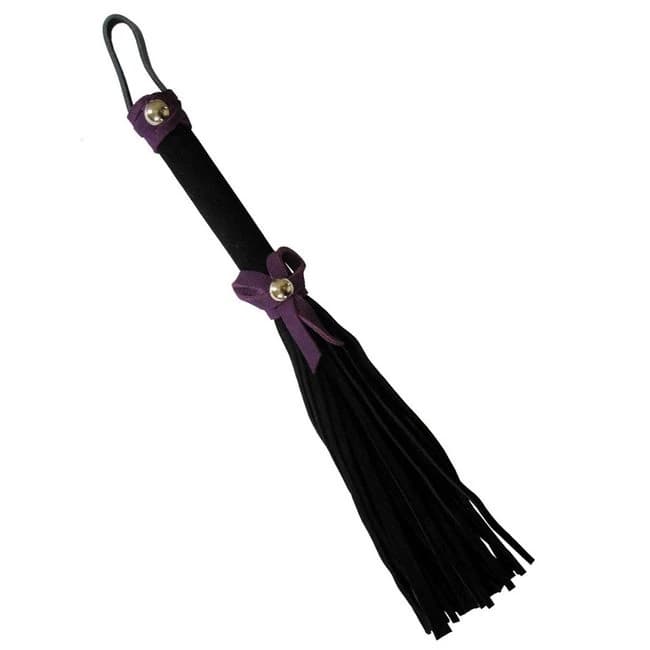 Love Knot Mini Flogger W/ Bow - Black w/ Purple Bow, image 1