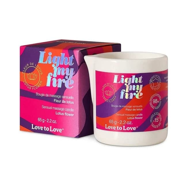 Love to Love Light My Fire Sensual Massage Candle Lotus Flower 2.2 Oz., image 1