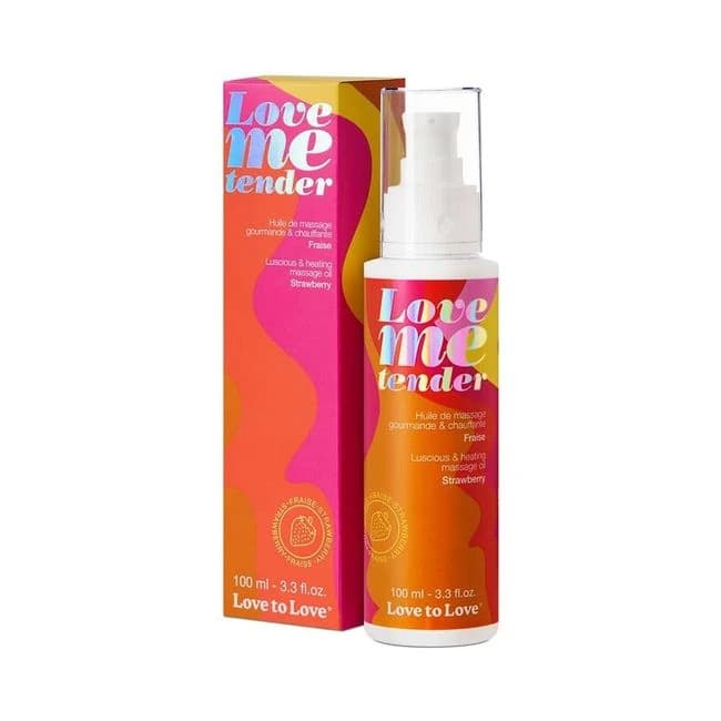 Love to Love Love Me Tender Luscious & Heating Massage Oil Strawberry 3.3 Oz., image 1