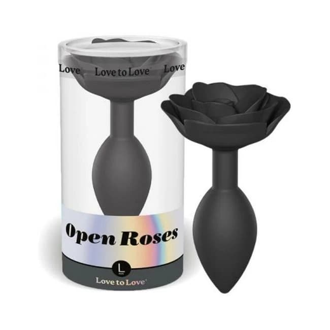 Love to Love Open Roses Anal Plug Large Black Onyx, image 1