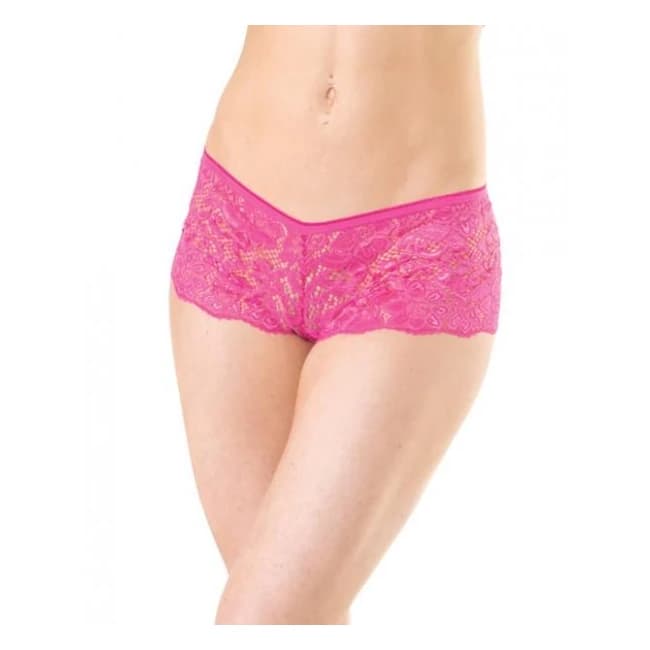 Low Rise Stretch Scallop Lace Booty Short Hot Pink XL, image 1