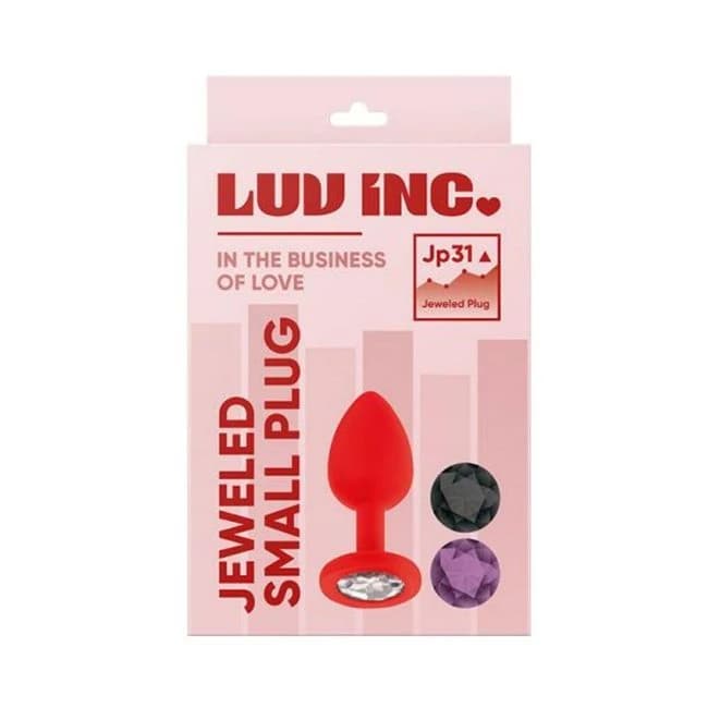 Luv Inc Jp31 Jeweled Small Plug with 3 Stones Red, image 1