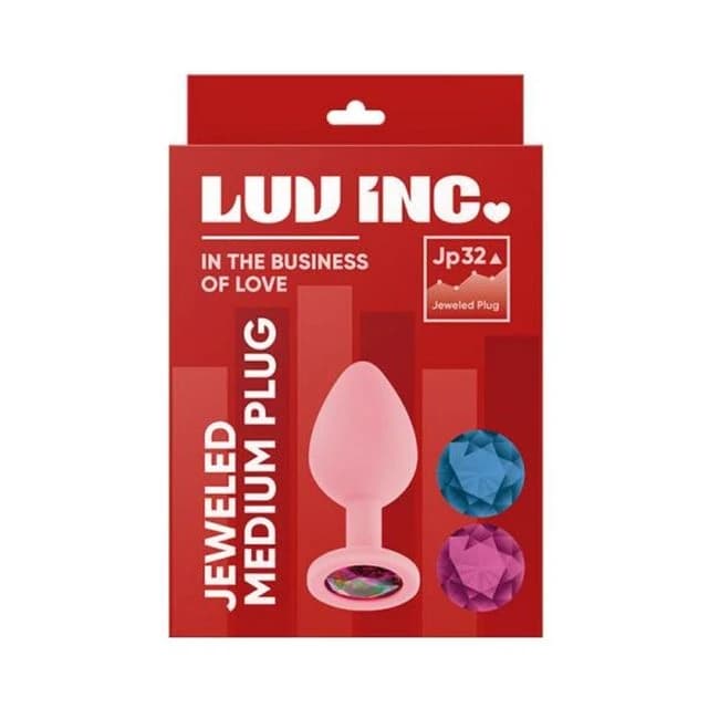 Luv Inc Jp32 Jeweled Medium Plug with 3 Stones Light Pink, image 1