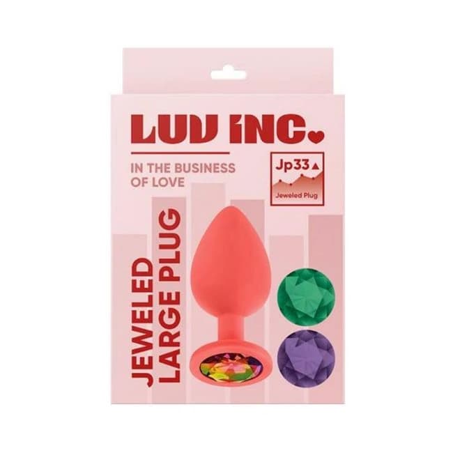 Luv Inc Jp33 Jeweled Large Plug with 3 Stones Coral, image 1