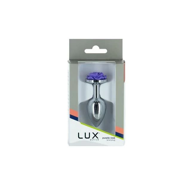 Lux Active Purple Rose 3.5in Metal Butt Plug Small, image 1