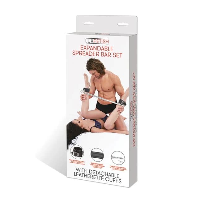 Lux Fetish Expandable Spreader Bar Set 35-47in W/ Detachable Leatherette Cuffs - Image 1 Lux Fetish Expandable Spreader Bar Set 35-47in W/ Detachable Leatherette Cuffs - Image 1