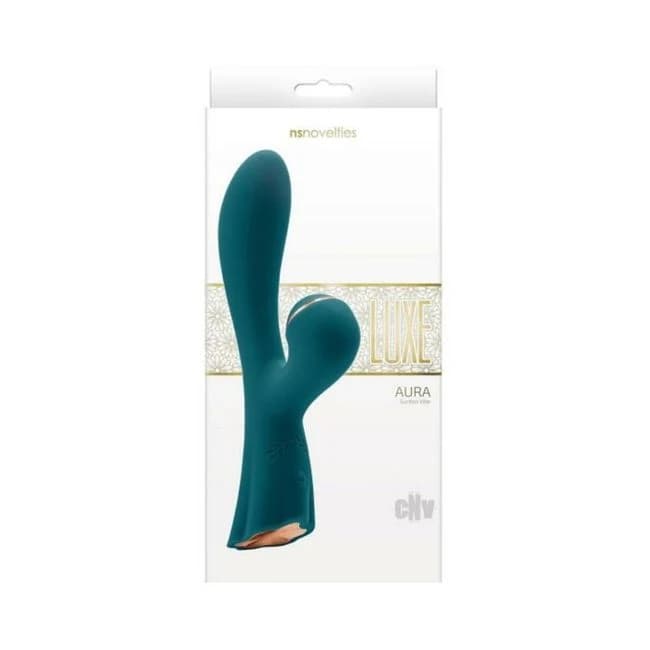 Luxe Aura Rechargeable Suction Dual Stimulator - Green - Image 1