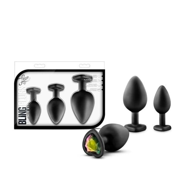 Luxe Bling Plugs Training Kit Black W/ Rainbow Gems - Image 1